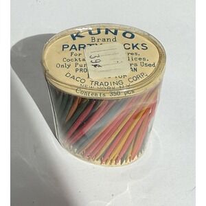 Vtg KUNO PARTY PICKS HOR D'OEUVRE PICKS Cocktail PARTY WOOD TOOTHPICKS App 2.75"